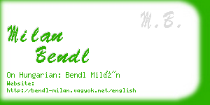 milan bendl business card